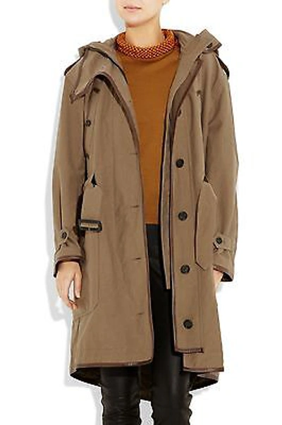 Pre-owned Burberry Prorsum $2,595  36 Fit 4 6 8 Leather Trim Parka Women Trench Coat Jacket In Smokey Quartz