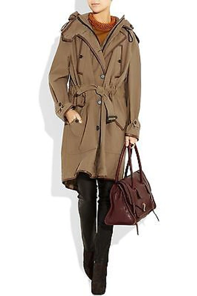 Pre-owned Burberry Prorsum $2,595  36 Fit 4 6 8 Leather Trim Parka Women Trench Coat Jacket In Smokey Quartz