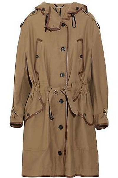 Pre-owned Burberry Prorsum $2,595  36 Fit 4 6 8 Leather Trim Parka Women Trench Coat Jacket In Smokey Quartz