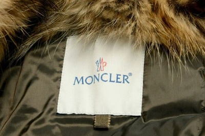 Pre-owned Moncler Women's "shie" Raccoon Fur Down Bolero Jacket  Sz 1 Us S In Green