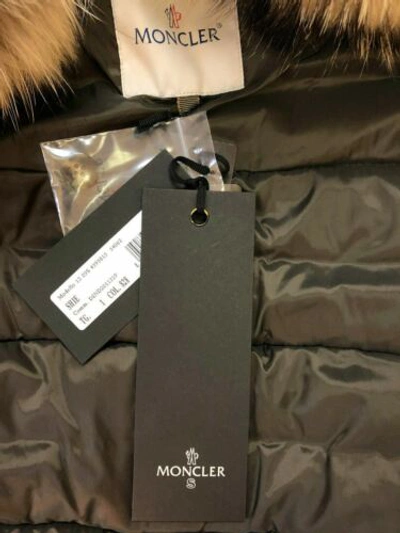 Pre-owned Moncler Women's "shie" Raccoon Fur Down Bolero Jacket  Sz 1 Us S In Green