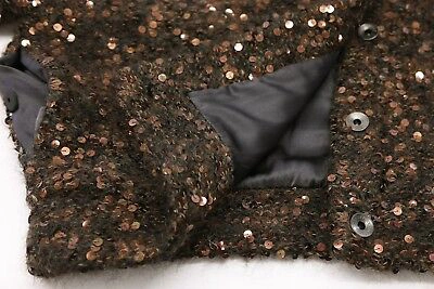 Pre-owned Brunello Cucinelli $7495  Sparkly Sequined Cashmere-mohair Knit Jacket M A191 In Metallic Bronze