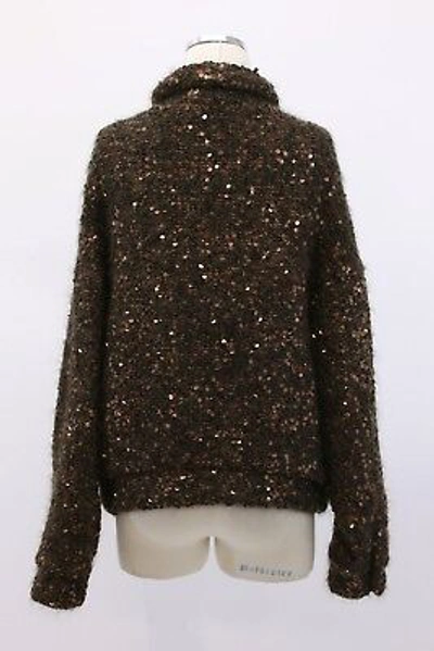 Pre-owned Brunello Cucinelli $7495  Sparkly Sequined Cashmere-mohair Knit Jacket M A191 In Metallic Bronze