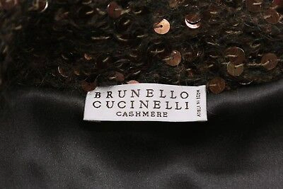 Pre-owned Brunello Cucinelli $7495  Sparkly Sequined Cashmere-mohair Knit Jacket M A191 In Metallic Bronze