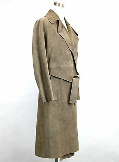 Pre-owned Gucci $3980 Authentic  Runway Ash Brown Suede Belted Trench Coat 340439 2711