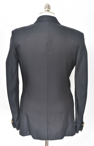 Pre-owned Versace Black Label Navy Blue Silk Tailor Made Slim Overcoat 36 R (eu 46)