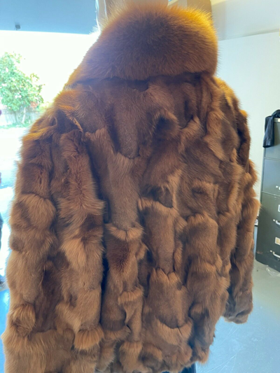 Pre-owned Winter Fur Ny Mens Genuine Fox 100% Genuine Fur Winter Jacket Coat Whiskey Tan Brown Usa