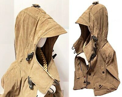 Pre-owned Burberry Prorsum $5500  10 12 44 Lambskin Suede Bead Hoody Crop Jacket Coat Women In Dark Bulrush
