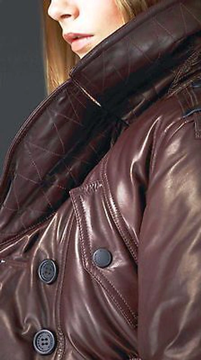 Pre-owned Burberry Prorsum $4,995  2 4 36 Plongé Leather Down Bomber Jacket Coat Women Lady In Red