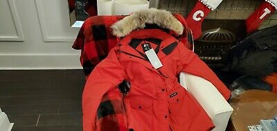 Pre-owned Label Edition 2022 Grey  Red Label Red Canada Goose Trillium Lg Parka Jacket In Sunfire Red