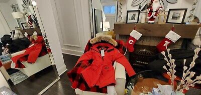 Pre-owned Label Edition 2022 Grey  Red Label Red Canada Goose Trillium Lg Parka Jacket In Sunfire Red