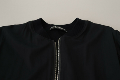 Pre-owned Dolce & Gabbana Jacket Blue Silk Coat Short Bomber Men It50 / Us40 / L Rrp $2300