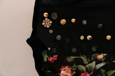 Pre-owned Dolce & Gabbana Embellished Black Vest Floral Jacket Military It40/s/6 Rrp $6400