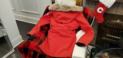 Pre-owned Label Edition 2022 Grey  Red Label Red Canada Goose Trillium Lg Parka Jacket In Sunfire Red