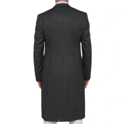 Pre-owned Ozwald Boateng Savile Row Handmade Gray Wool Silk Peak Lapel Overcoat