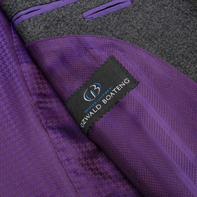 Pre-owned Ozwald Boateng Savile Row Handmade Gray Wool Silk Peak Lapel Overcoat