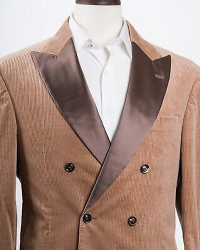 Pre-owned Brunello Cucinelli $4,995 Camel Brown Corduroy Slim Cropped Pants Tuxedo 40