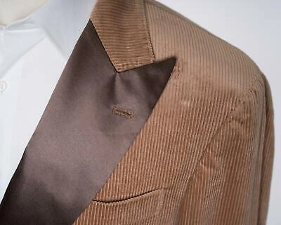 Pre-owned Brunello Cucinelli $4,995 Camel Brown Corduroy Slim Cropped Pants Tuxedo 40