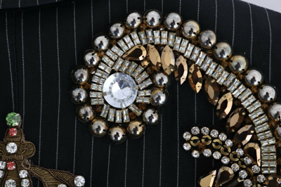 Pre-owned Dolce & Gabbana Jacket Blazer Black Crystal Fairy Tale It38 / Us4 / Xs Rrp $9000