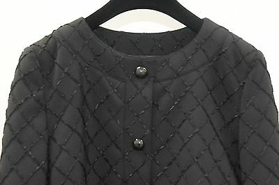 Pre-owned Chanel $5400 Black 15p Runway Coat Stretch Quilted Short Outer Jacket  38