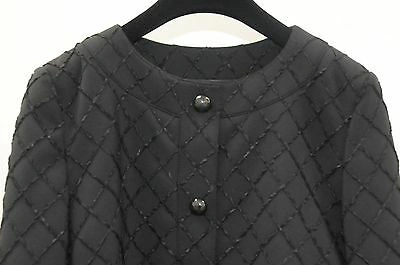 Pre-owned Chanel $5400 Black 15p Runway Coat  Stretch Quilted Short Outer Jacket 38