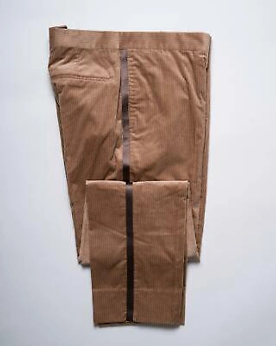 Pre-owned Brunello Cucinelli $4,995 Camel Brown Corduroy Slim Cropped Pants Tuxedo 40