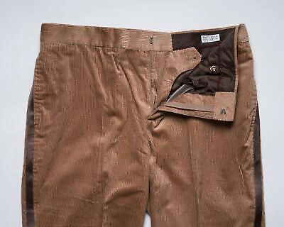 BRUNELLO CUCINELLI Pre-owned $4,995 Camel Brown Corduroy Slim Cropped Pants Tuxedo 40