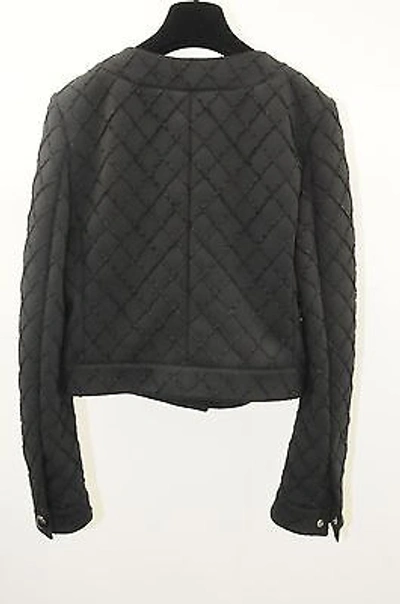 Pre-owned Chanel $5400 Black 15p Runway Coat  Stretch Quilted Short Outer Jacket 38
