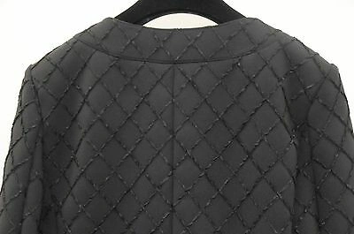 Pre-owned Chanel $5400 Black 15p Runway Coat  Stretch Quilted Short Outer Jacket 38