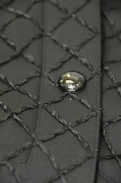 Pre-owned Chanel $5400 Black 15p Runway Coat  Stretch Quilted Short Outer Jacket 38
