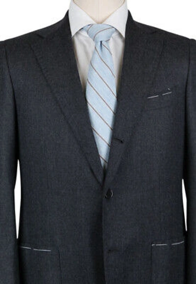 Pre-owned Luigi Borrelli $4200 Borrelli Charcoal Gray Wool Solid Suit - (2018030813)