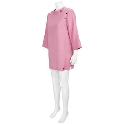 Pre-owned Gucci Pink Apricot Wool Silk Cady Button Detail Short Dress
