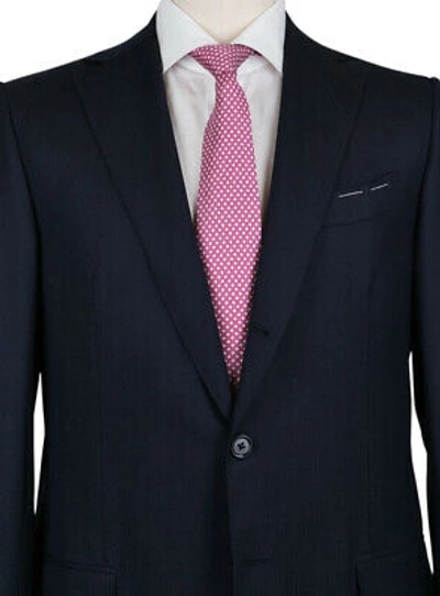 Pre-owned Luigi Borrelli Borrelli Midnight Navy Blue Wool Solid Suit - 40/50 - (2018030814)