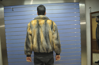 Pre-owned Fox Luxury Full Skin Gris  Bomber Fur Mens Real Fur Jacket Full Skin Gris  In Gold