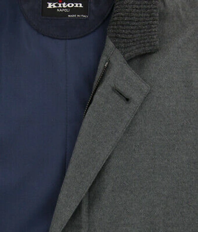 Pre-owned Kiton $6000  Dark Gray Silk Solid Jacket - (kt116174)