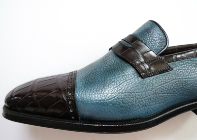 Pre-owned Artioli $3500  Two Tone Crocodile Leather Loafers Shoes 9.5 Us 42.5 Euro 8.5 Uk In Multicolor