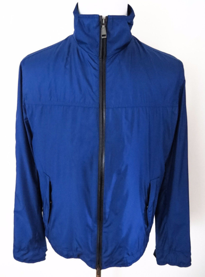 Pre-owned Brioni $3550  Blue Lightweight Hooded Silk Waterproof Jacket Coat Size 2xl Xxl