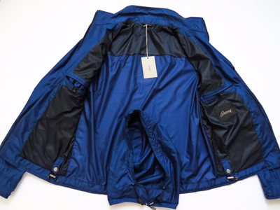 Pre-owned Brioni $3550  Blue Lightweight Hooded Silk Waterproof Jacket Coat Size 2xl Xxl