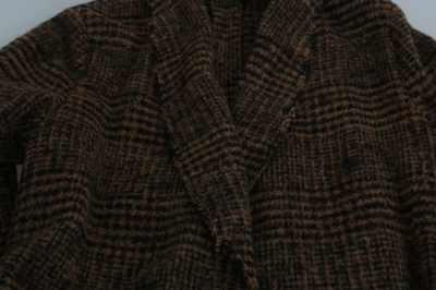 Pre-owned Dolce & Gabbana Jacket Wrap Brown Checkered Wool Robe Coat It48/ Us38 / M $2600