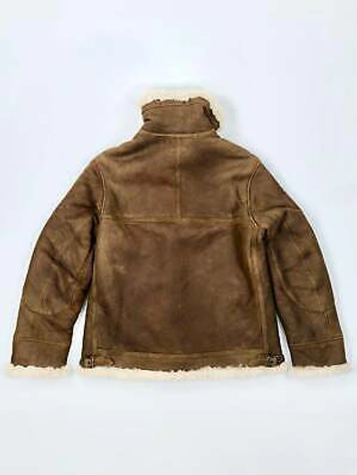 Pre-owned Polo Ralph Lauren Women's Real Shearling Fur Brown Leather Bomber Jacket