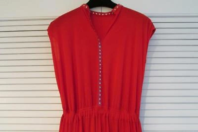 Pre-owned Celine Red Dress Crepe Viscose Jersey Studded Neck 38 Fall17 Phoebe Auth $2700