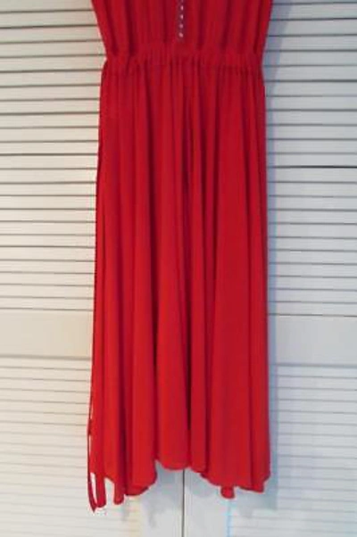 Pre-owned Celine Red Dress Crepe Viscose Jersey Studded Neck 38 Fall17 Phoebe Auth $2700