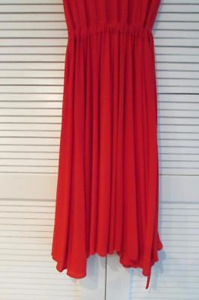 CELINE Pre-owned Red Dress Crepe Viscose Jersey Studded Neck 38 Fall17 Phoebe Auth $2700
