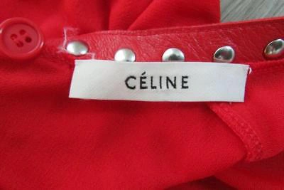 Pre-owned Celine Red Dress Crepe Viscose Jersey Studded Neck 38 Fall17 Phoebe Auth $2700