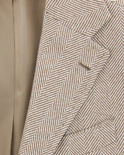 Pre-owned Luigi Borrelli $5100  Brown Wool Herringbone Coat - (lbcoat217960)
