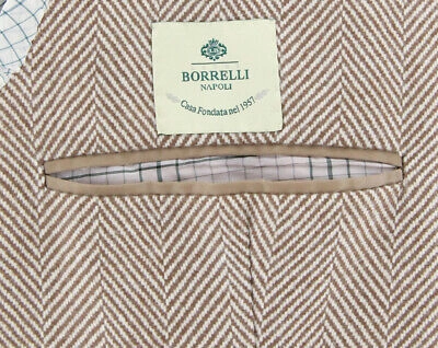 Pre-owned Luigi Borrelli $5100  Brown Wool Herringbone Coat - (lbcoat217960)