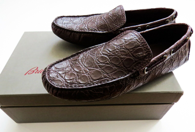 Pre-owned Brioni $4475  Brown Crocodile Alligator Leather Shoes 8.5 Us 41.5 Euro 7.5 Uk