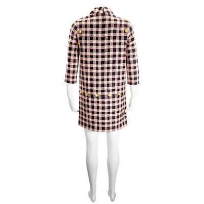 Pre-owned Gucci Ladies Tweed Damier Snap-off Tunic Dress In Black