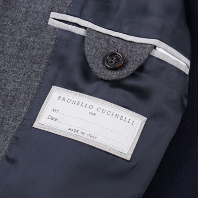 Pre-owned Brunello Cucinelli Gray Mid-weight Cashmere-silk Peacoat M (eu 50) Jacket