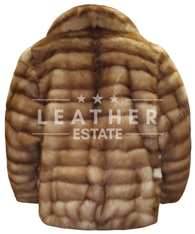 Pre-owned Leather Estate Unisex Real Russian Sable Fur Bomber Coat, All Sizes - High Quality In Natural Color